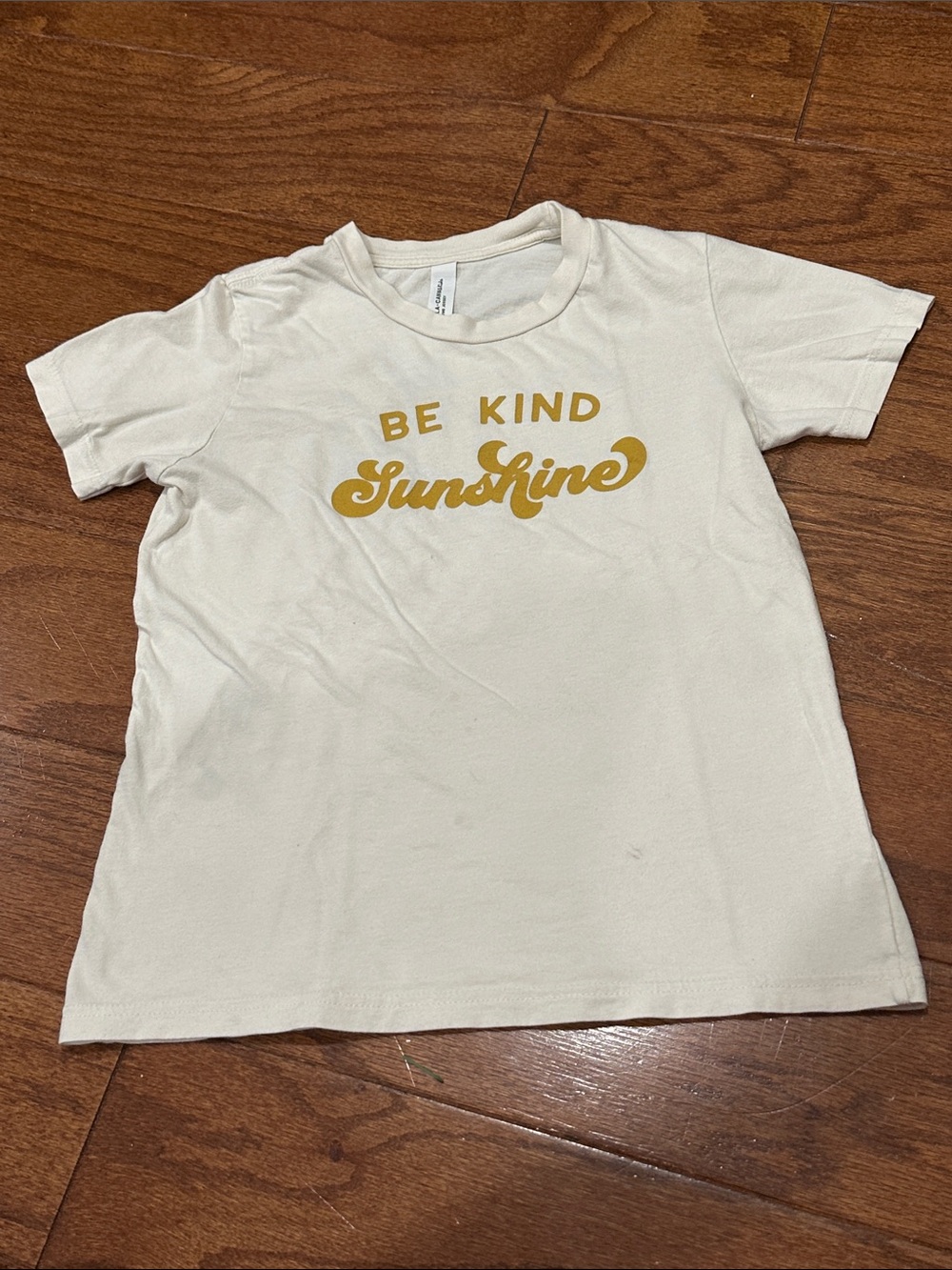 Bella Canvas Cream Kids' Tee with Gold 'Be Kind Sunshine' Print